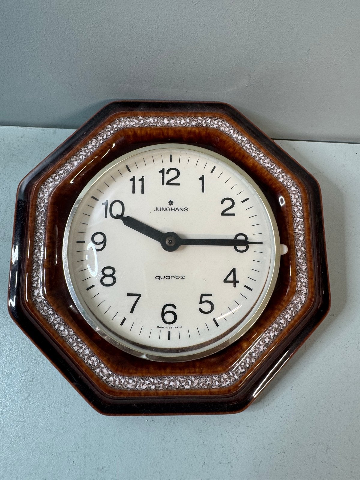 Vintage West Germany Keramieken Wandklok - Junghans Quartz, Ophalen of Verzenden
