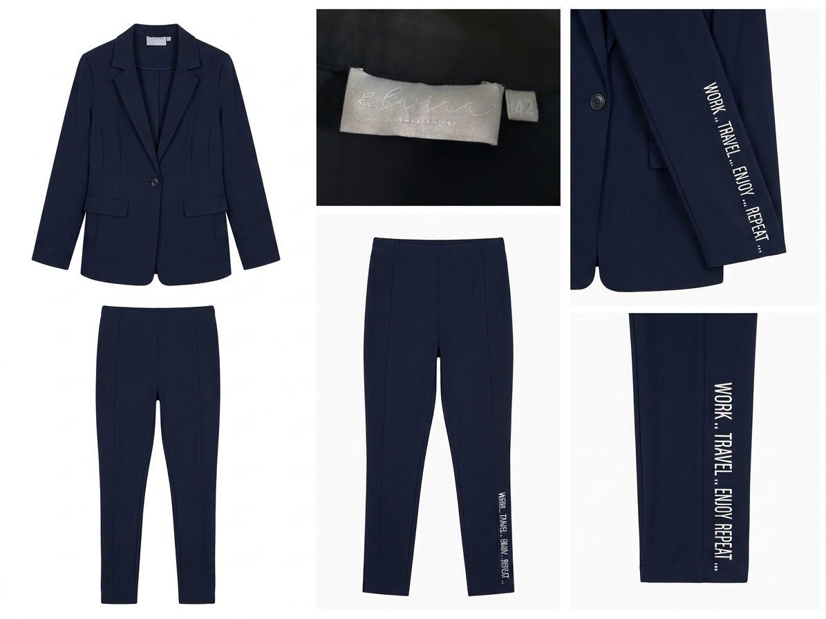 damespak / co-ord set donkerblauw, Kostuum of Pak, Blauw, Maat 42/44 (L), Ophalen of Verzenden