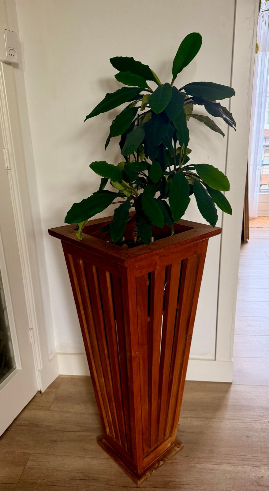 Houten plantenzuil van 90 cm - Mango hout, Ophalen, Hout, Gebruikt, Landelijk