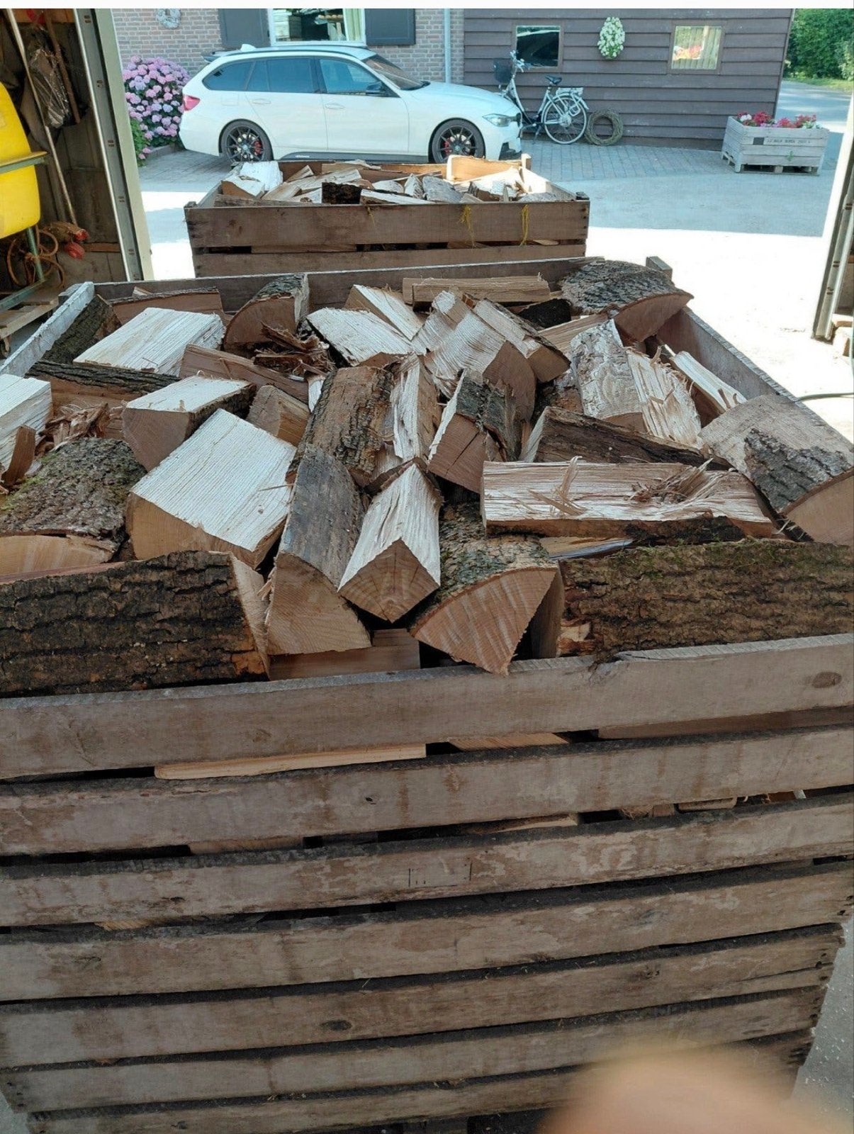 Gezaagd en gekloofd essen/eikenhout, Tuin en Terras, Minder dan 3 m³, Ophalen, Essenhout, Blokken