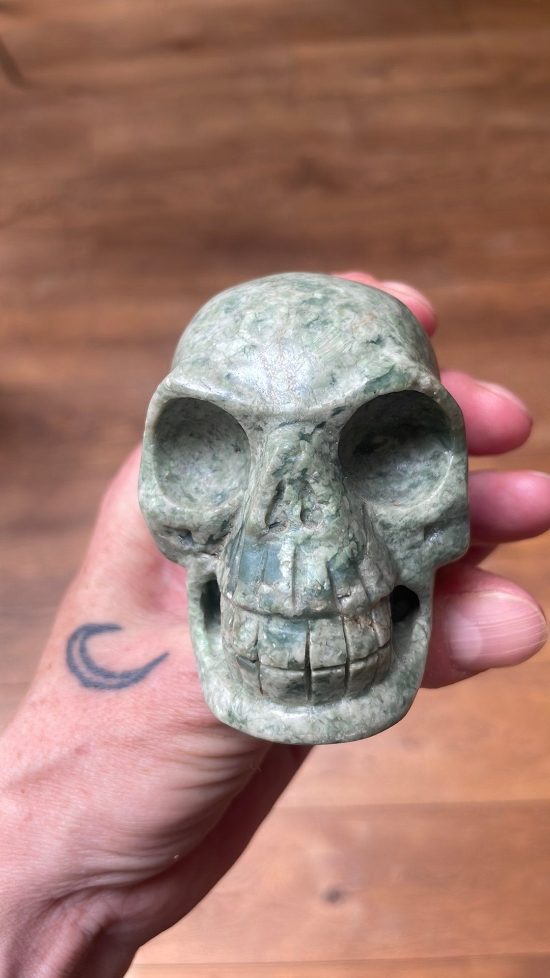 Jade serpentijn schedel, Ophalen of Verzenden, Mineraal