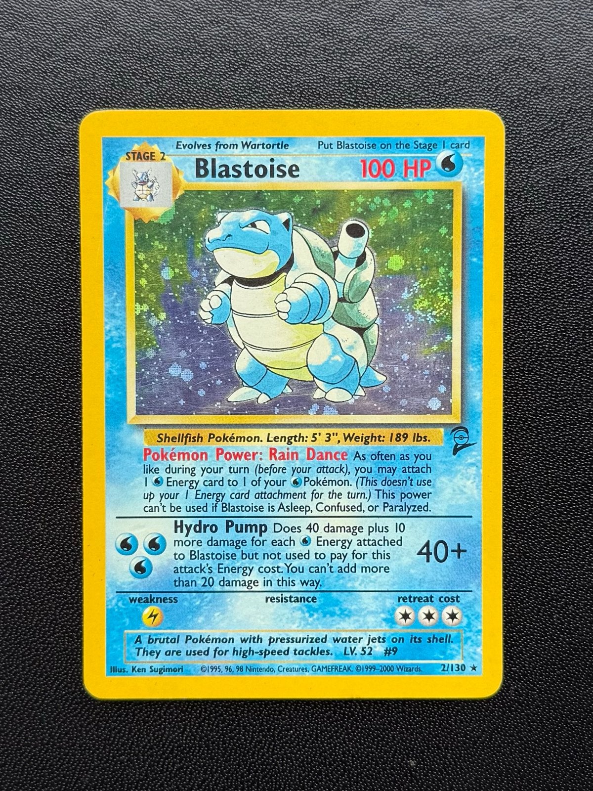 Pokémon Blastoise Holo Base Set 2, Ophalen of Verzenden, Gebruikt, Losse kaart, Foil