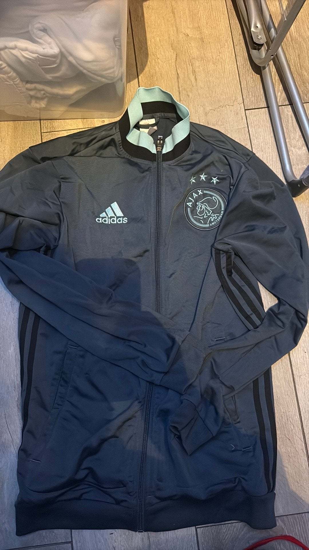 Ajax trainingsjack maat M, Ophalen, Zo goed als nieuw, Blauw, Voetbal