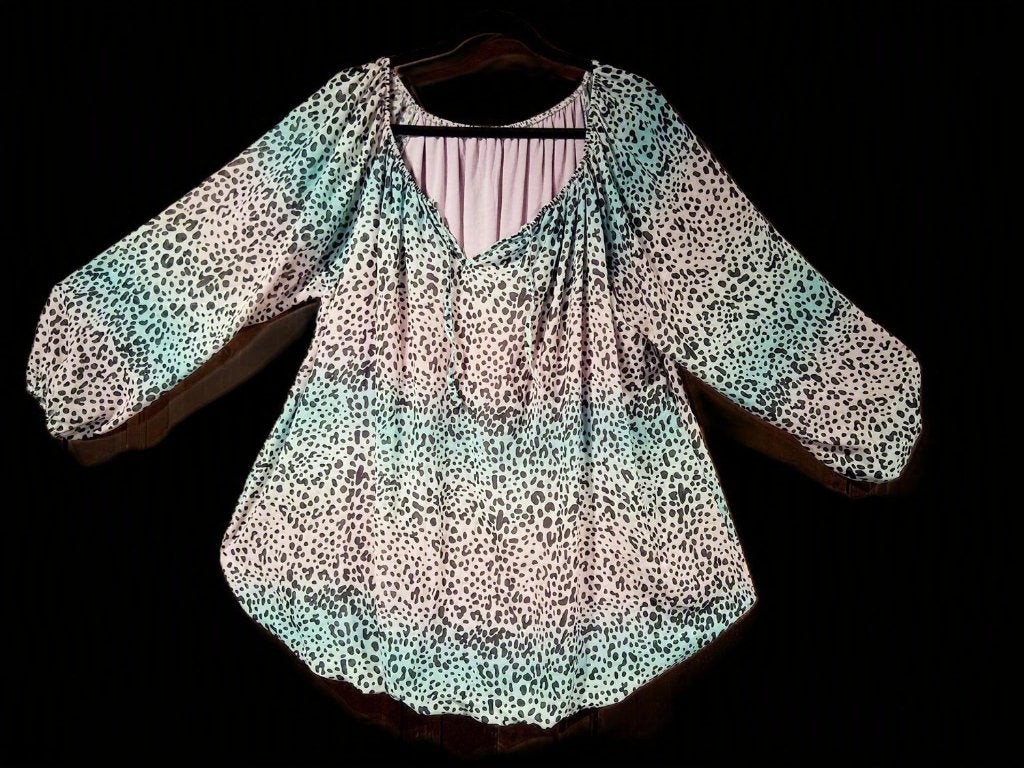 chiffon animalprint tuniek lichtroze turquoise One Size, Verzenden, Zo goed als nieuw, Meerkleurig, Blouse of Tuniek