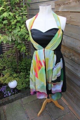 Jurk zwart/ kleur Addy van den Krommenacker mt 42 OPRUIMING, Zwart, Maat 42/44 (L), Ophalen of Verzenden, Zo goed als nieuw