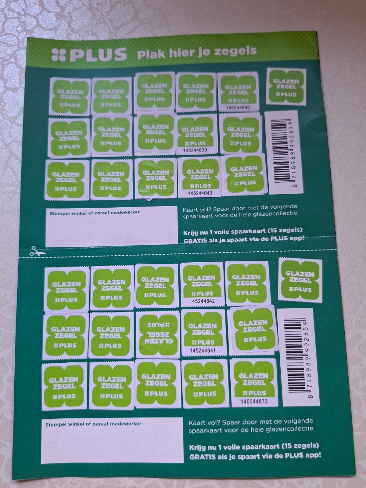 1 volle spaarkaart Plus glazenactie, Plus, Ophalen