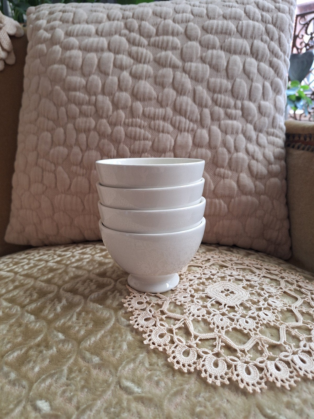 4 Brocante Spoelkommen    ** Mimosa **, Antiek en Kunst, Antiek | Servies los, Ophalen of Verzenden