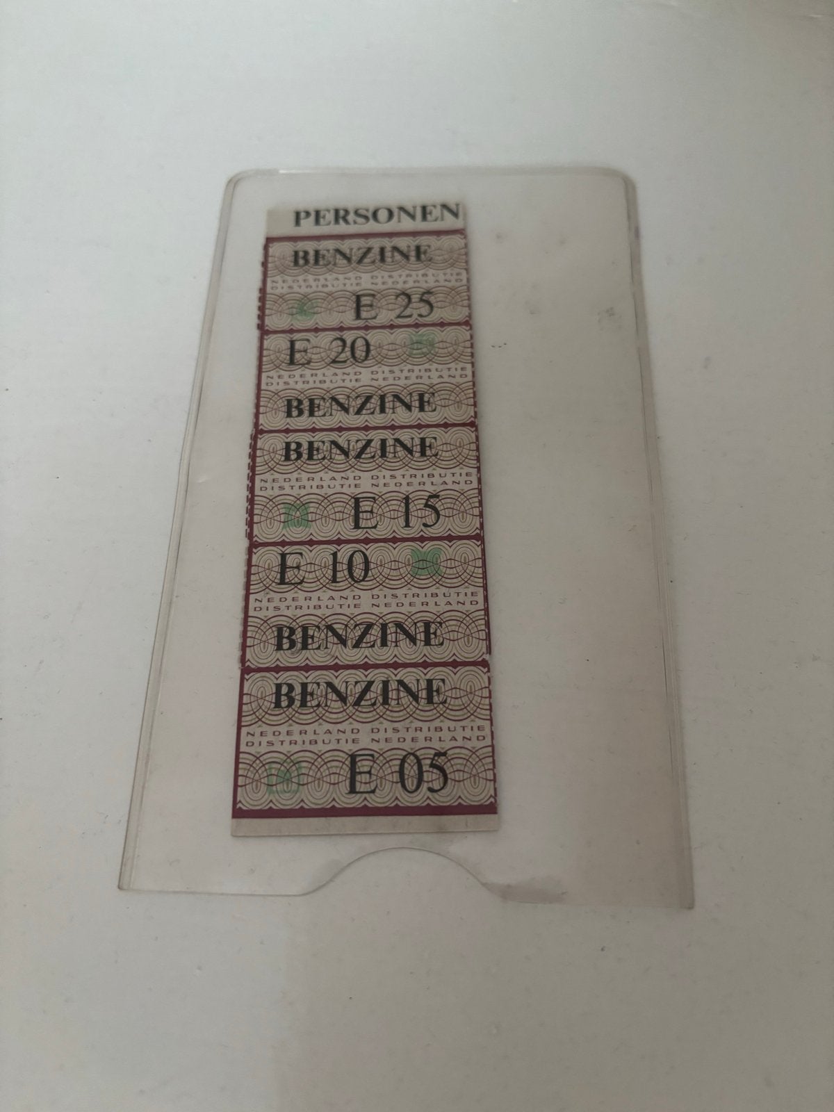 Oude benzinebonnen Nederland Distributie E05-E25, Verzamelen, Overige Verzamelen, Ophalen, Gebruikt