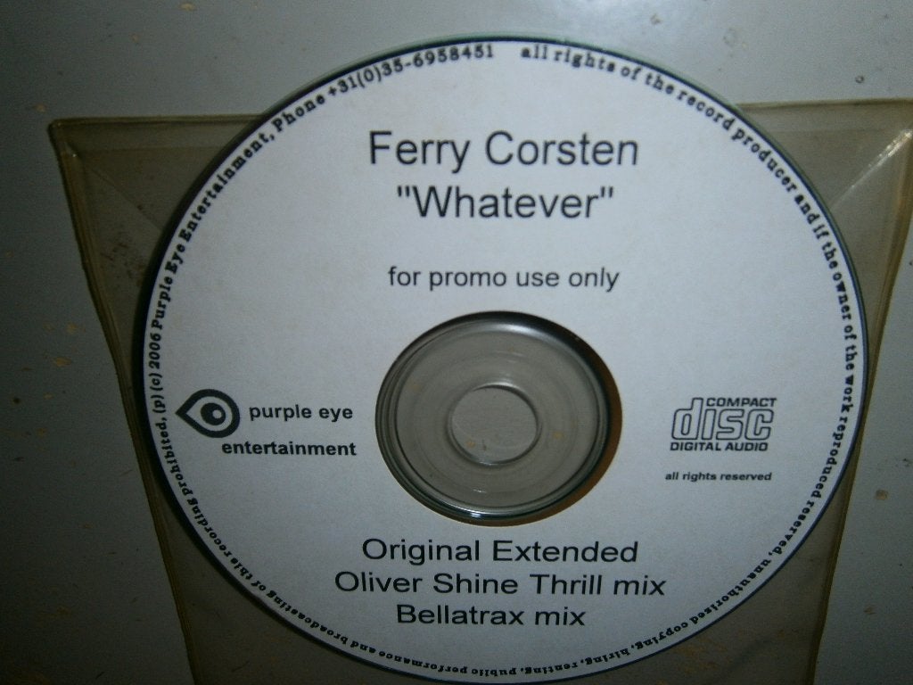 Ferry Corsten – Whatever. Zeldzame Purple Eye Promo 3 Tracks, Ophalen, Eerste persing, Zo goed als nieuw, Dance en House