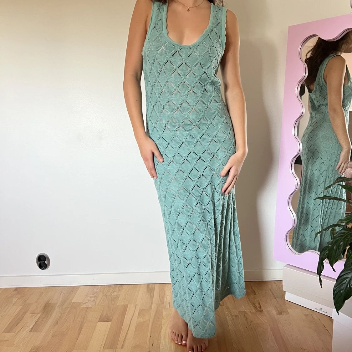 Zara gehaakte maxi jurk | groen, muntgroen, turquoise, Kleding | Dames, Jurken, Maat 42/44 (L), Ophalen of Verzenden, Zo goed als nieuw
