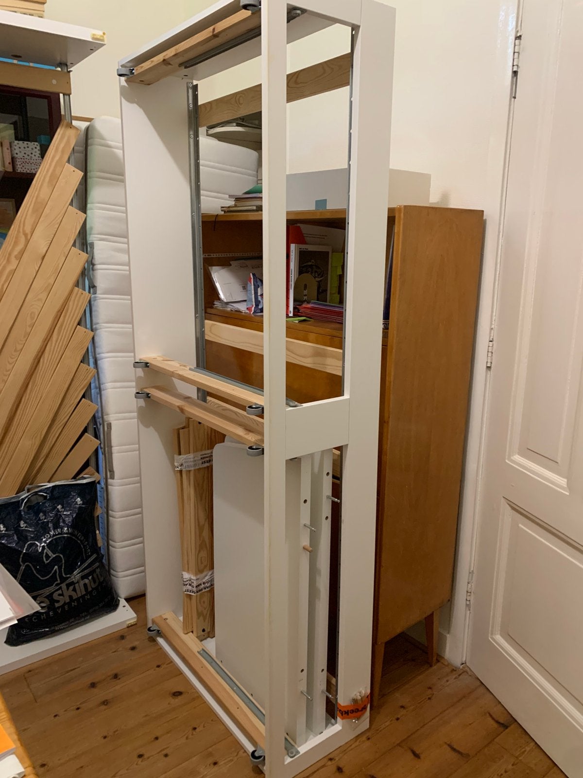 IKEA Flekke wit bed met uitschuifbed incl matrassen, Huis en Inrichting, Slaapkamer | Bedden, Ophalen, Gebruikt, 90 cm, Eenpersoons