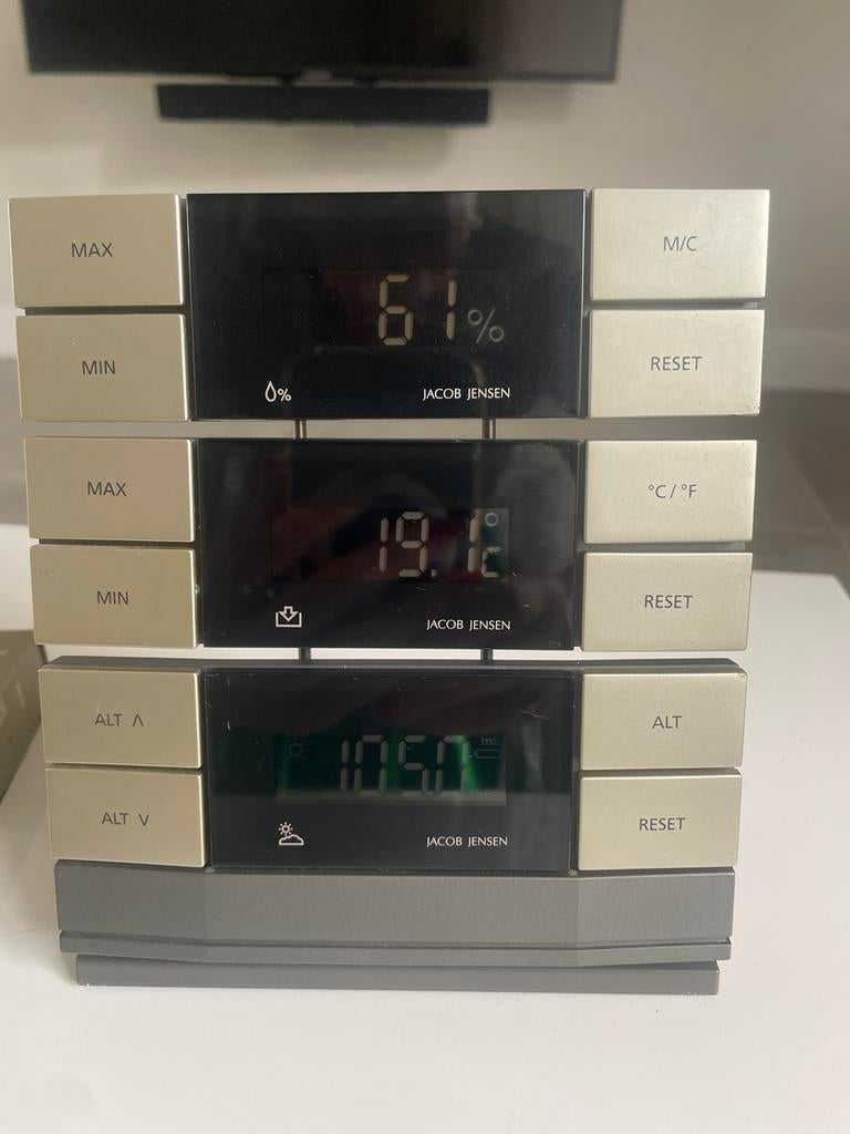 Jacob Jensen Weerstation - Compleet met Hygrometer, Thermome, Audio, Tv en Foto, Weerstations en Barometers, Ophalen of Verzenden