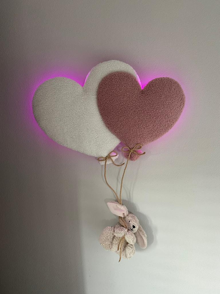 Set van 2 hartjes met konijn wandlamp dreamlight, Ophalen of Verzenden, Nieuw, Lamp