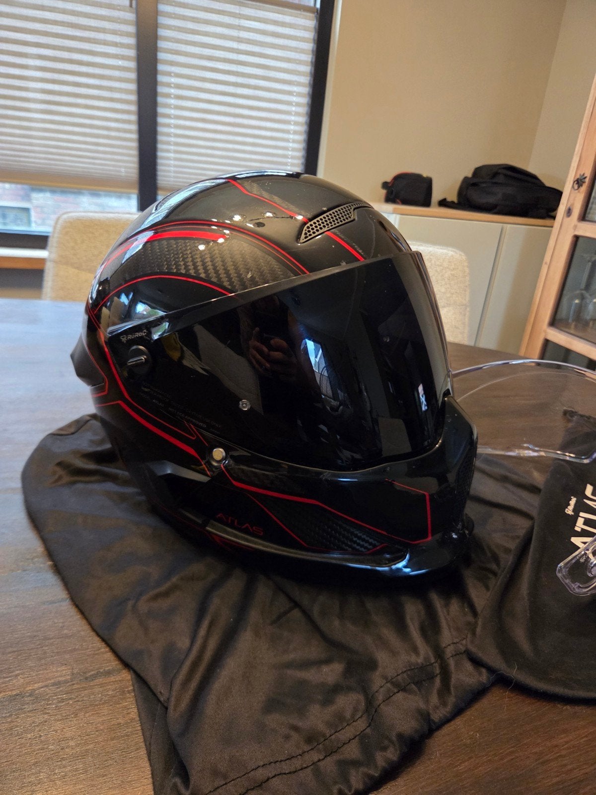 Ruroc Atlas 3.0 Carbonized Inferno helm maat S/M, Motoren, Ophalen of Verzenden, Tweedehands, Integraalhelm, Overige merken