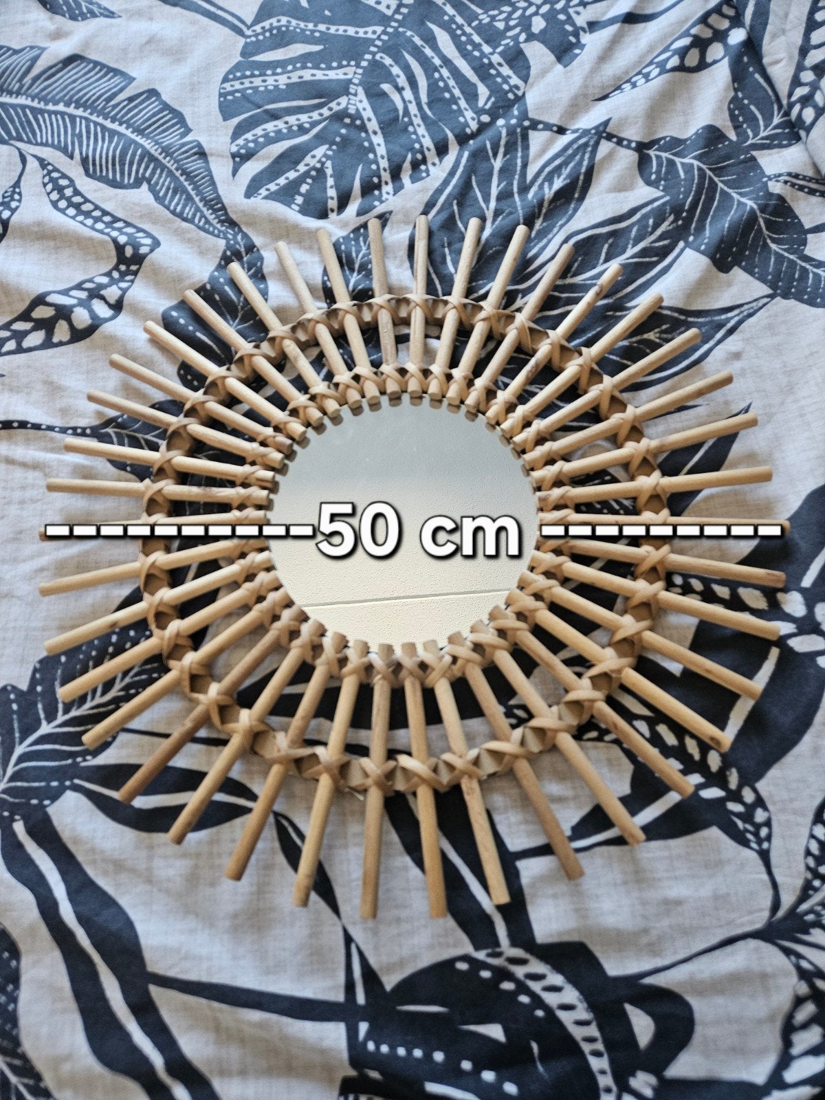 Bamboe spiegel, Huis en Inrichting, Woonaccessoires | Spiegels, Ophalen, Minder dan 50 cm, Zo goed als nieuw, Minder dan 100 cm