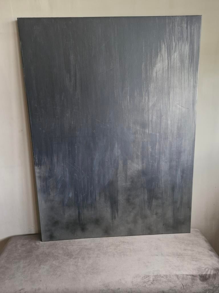 Mooi rustig en sober schilderij. Zwart/grijs/bronzig, Ophalen, Zo goed als nieuw, Schilderij, Minder dan 50 cm