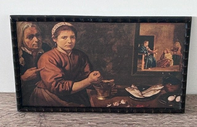 Reproductie "Christus in het huis van Martha en Maria", Antiek en Kunst, Ophalen, Portret of Personen, Achter glas, Print