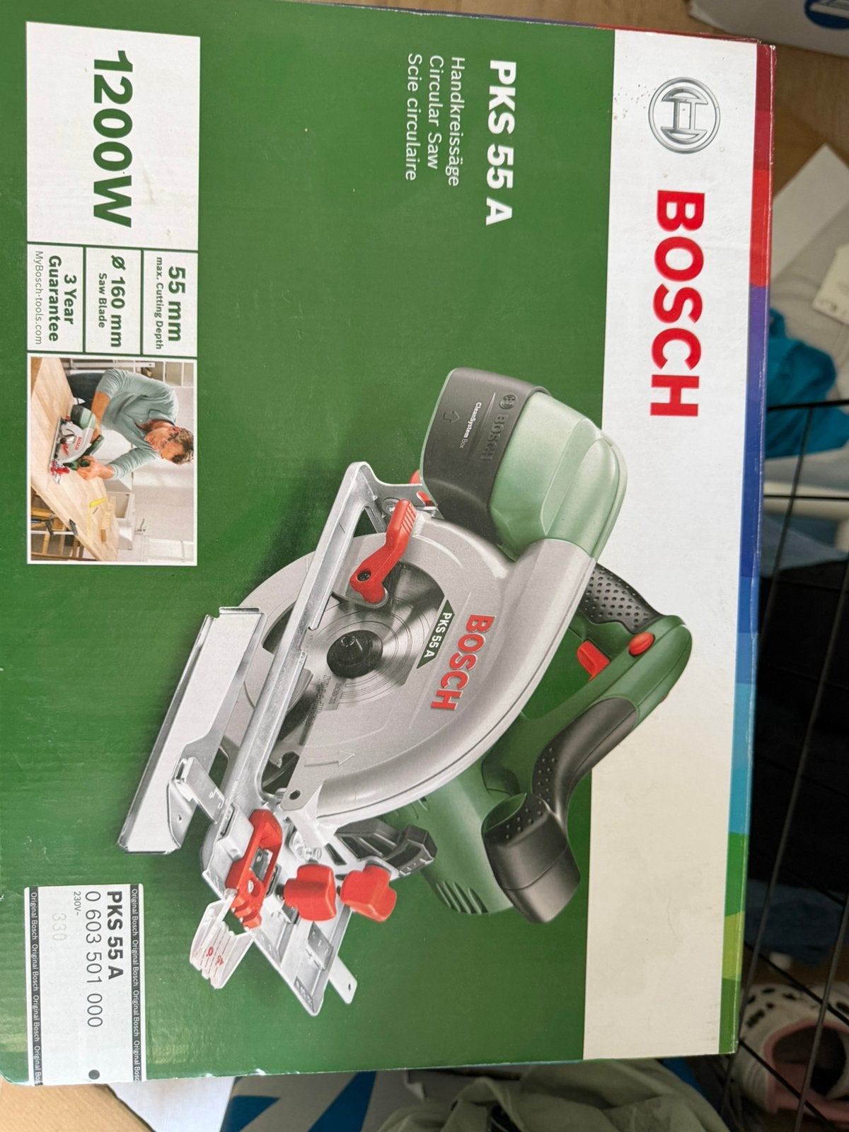 Bosch cirkelzaag PKS 55 A, Cirkelzaag, Ophalen of Verzenden, Zo goed als nieuw, 30 tot 70 mm