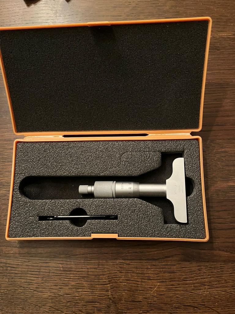 Mitutoyo diepte micrometer 0/25 mm, Ophalen of Verzenden, Zo goed als nieuw, Afstand