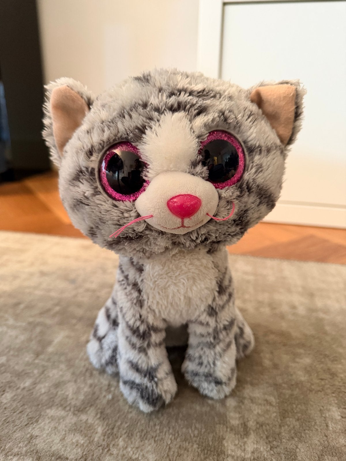 Ty Beanie Boo's Kiki de Kat - Grijs gestreept knuffel, Kinderen en Baby's, Speelgoed | Knuffels en Pluche, Grijs, Ophalen of Verzenden