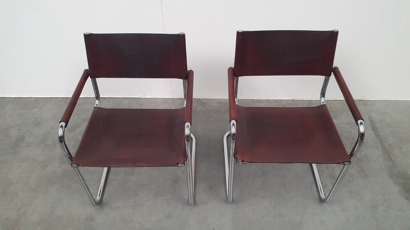 Mart Stam S34 vintage stoelen  Linea Veam  Italië 1970s tu, Huis en Inrichting, Ophalen, Gebruikt, Bruin, Leer