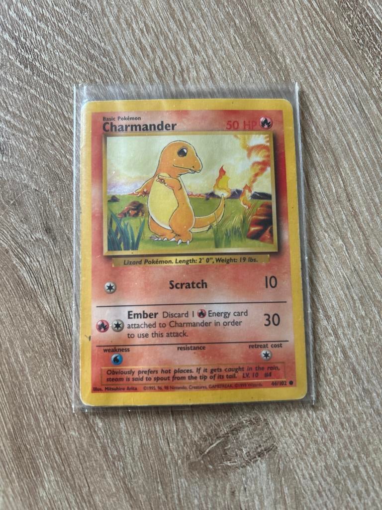 Pokémon kaart Charmander 1995, Hobby en Vrije tijd, Verzamelkaartspellen | Pokémon, Ophalen, Gebruikt, Losse kaart