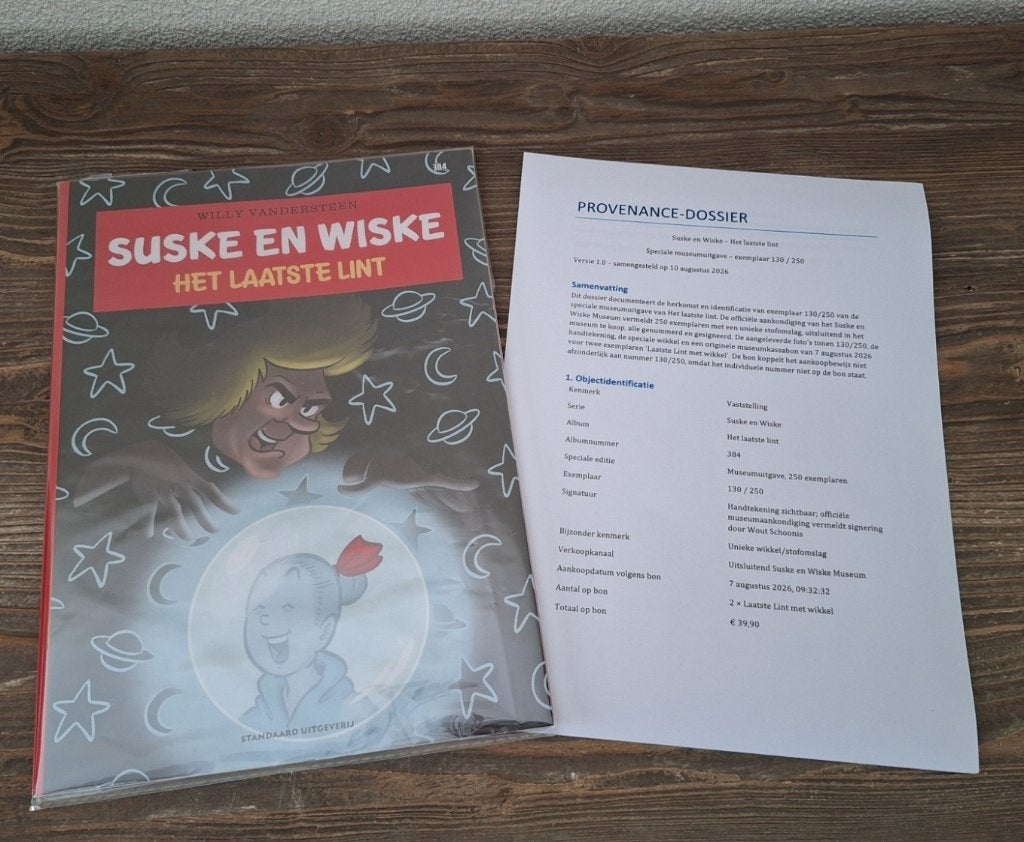 Suske en Wiske museum uitgave Het laatste lint 250 ex., Eén stripboek, Ophalen of Verzenden, Nieuw, Willy Vandersteen / Wout Schoonis