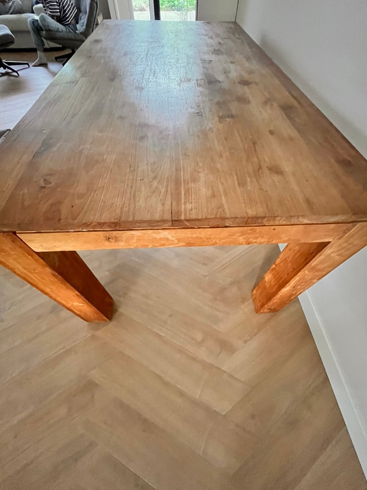 Robuuste teakhouten eettafel 200x100cm, Huis en Inrichting, Tafels | Eettafels, Ophalen, Gebruikt, Teakhout, 200 cm of meer
