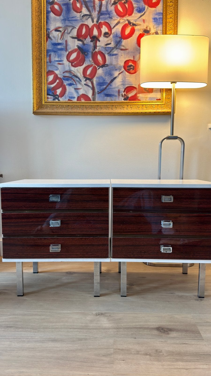 Mid Century retro dressoir (x2) teakhout z.g.a.n.!, Ophalen, Teakhout, 100 tot 150 cm, Zo goed als nieuw