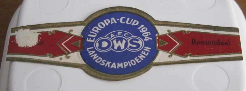 Sigarenbandje  europacup 1964 D.W.S. landskampioenen, Ophalen of Verzenden, Zo goed als nieuw, Buitenlandse clubs, Poster, Plaatje of Sticker