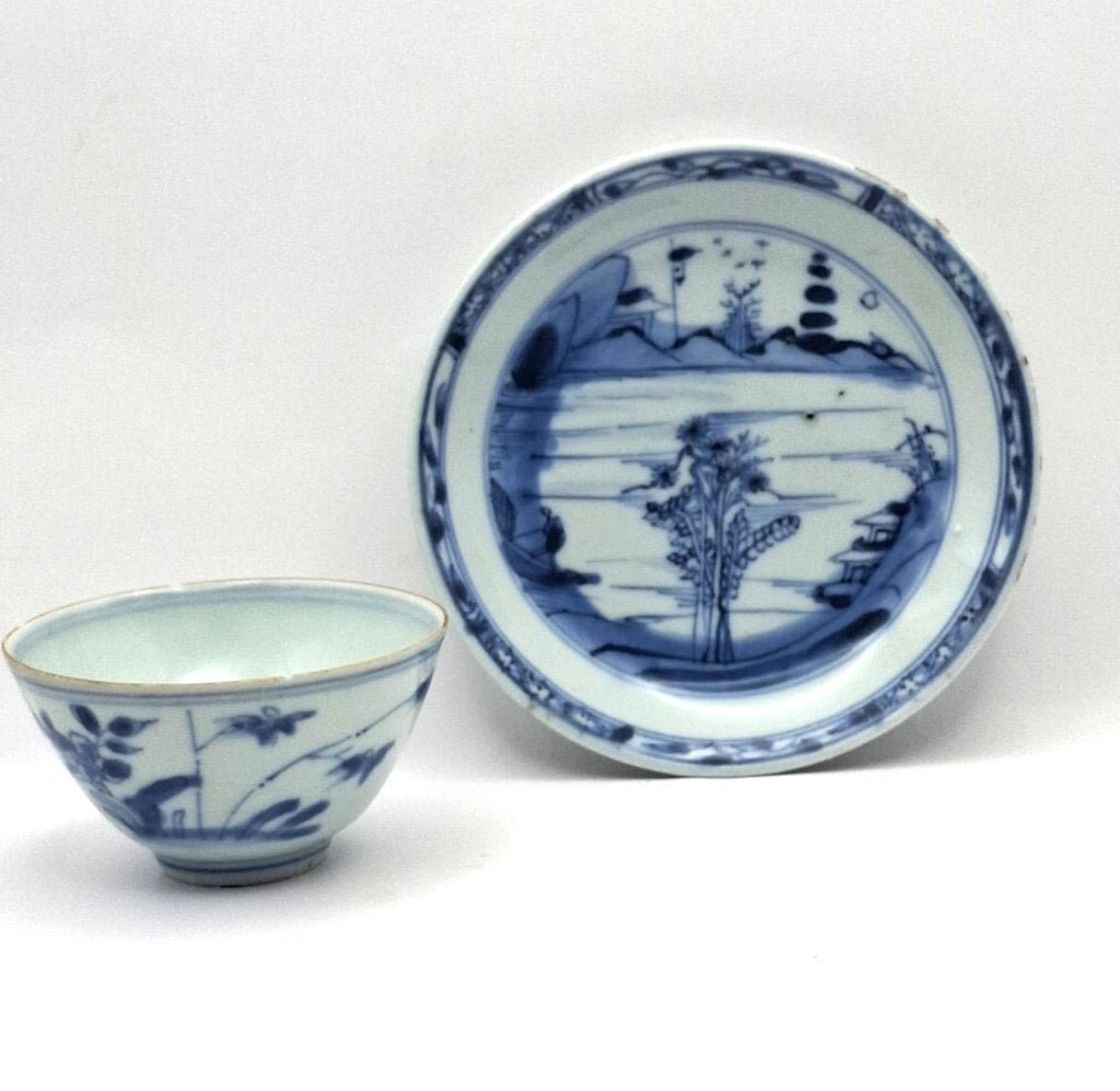Antiek Chinees Theekom & Schotel – Kangxi ca.1690–1730, Ophalen of Verzenden