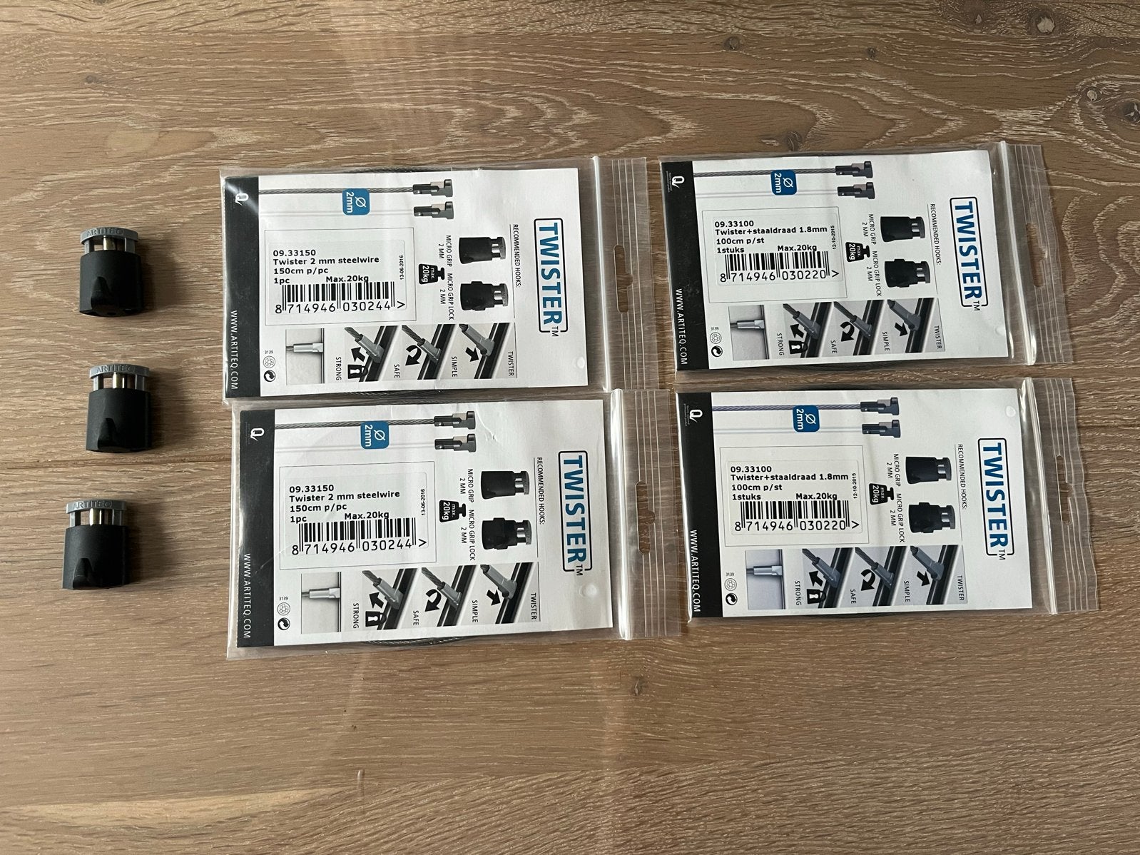 Artiteq Twister 4x staaldraad en 3x ophanghaak, Ophalen of Verzenden, Nieuw, Zilver, Metaal