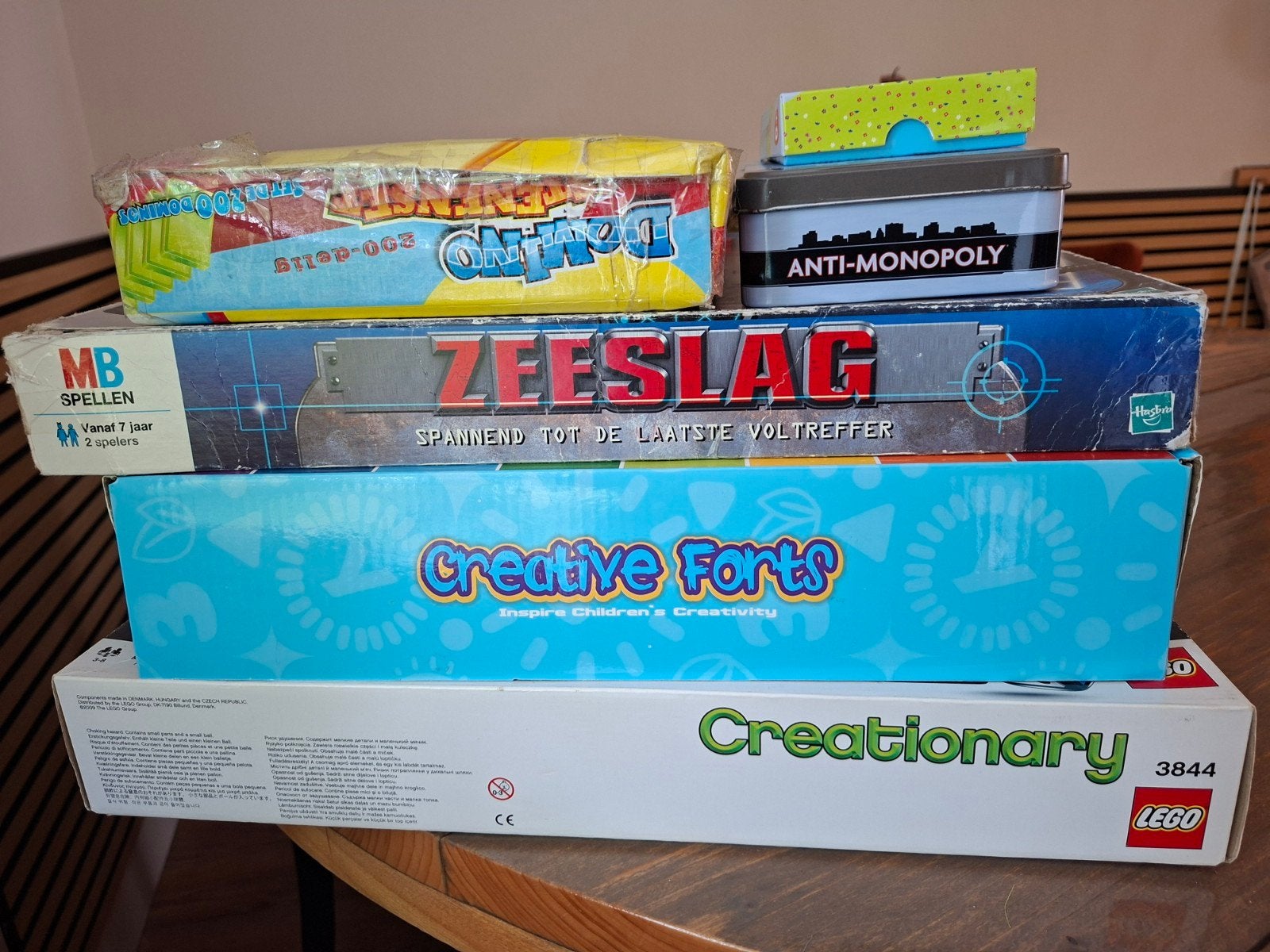 Bordspellen pakket: Zeeslag, Creationary, Creative Forts, Vijf spelers of meer, Ophalen of Verzenden, Gebruikt, MB Spellen, LEGO