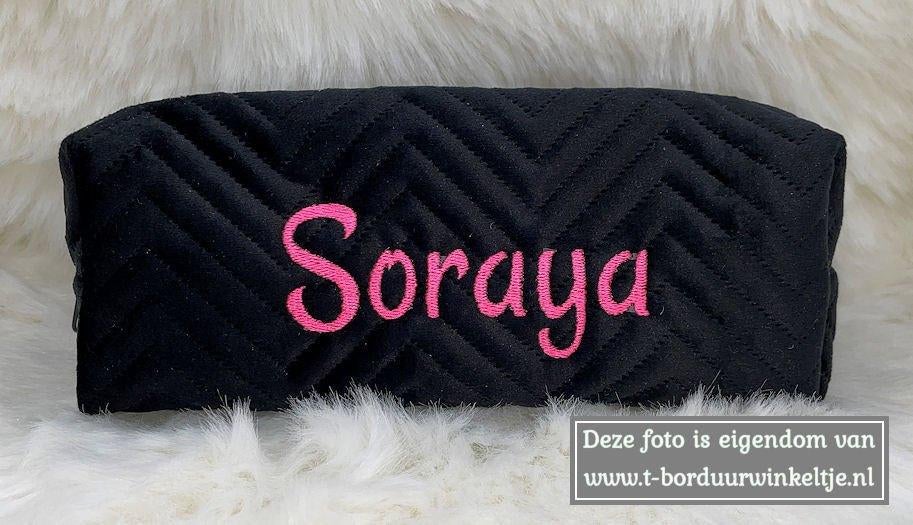 Etui velvet zwart geborduurd met naam, Diversen, Ophalen of Verzenden, Nieuw