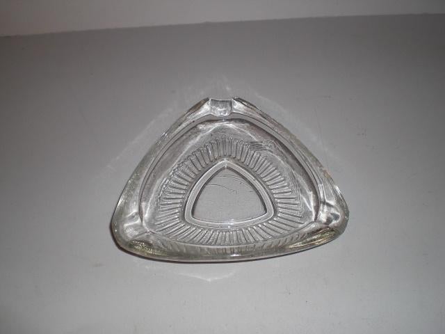 Vintage glazen asbak jaren 50 /60 / 70 driehoekig model, Ophalen of Verzenden, Zo goed als nieuw, Asbak