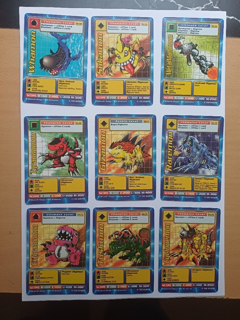Digimon 12 kaarten Bandai Bo-serie 1999- Vintage, Verzenden, Zo goed als nieuw, Meerdere kaarten