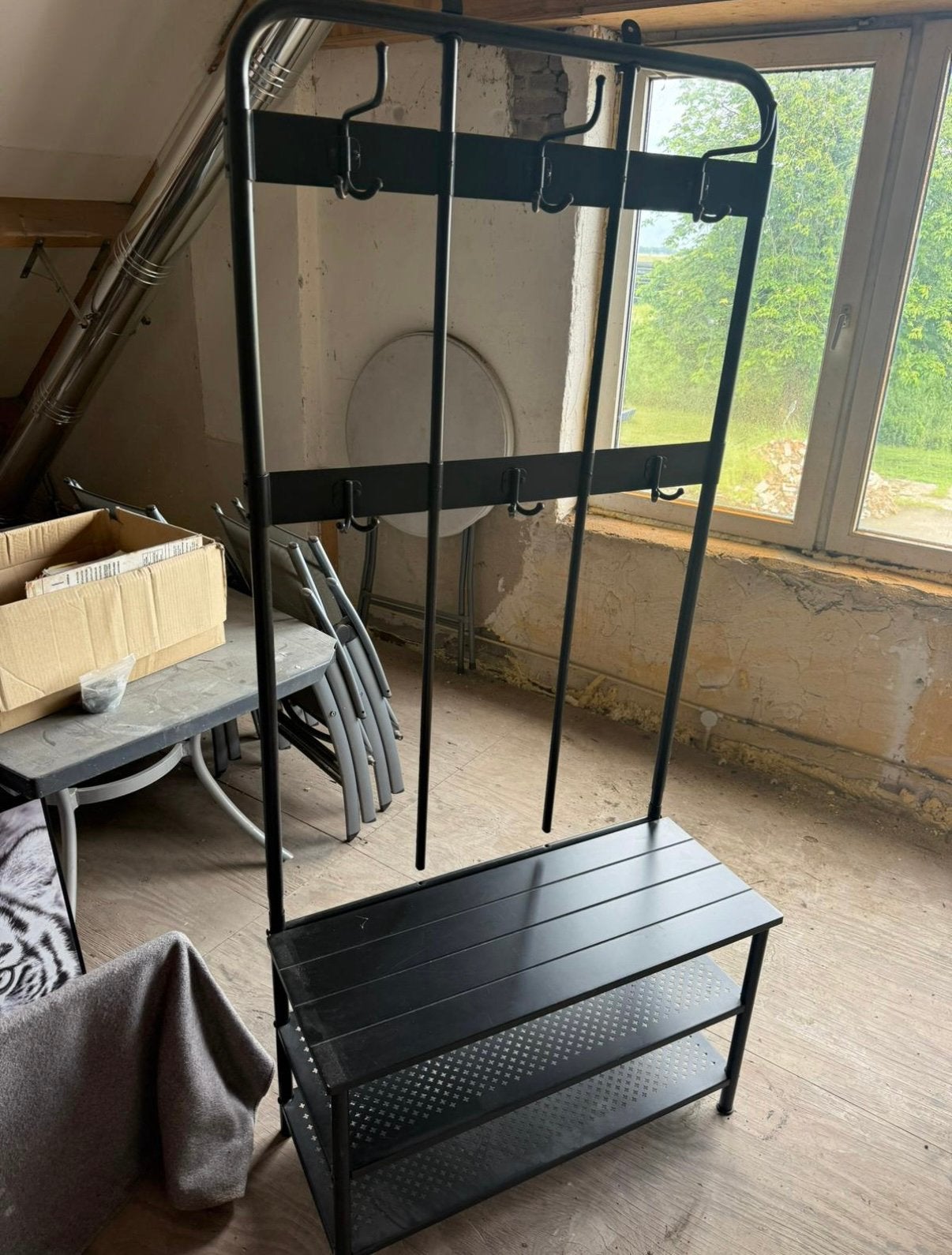IKEA kapstok met schoenenrek – Zwart, Ophalen, Zo goed als nieuw, Metaal, Staande kapstok