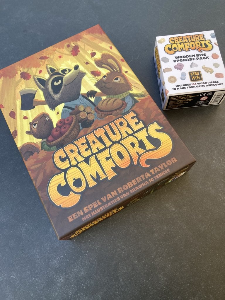 Creature Comforts bordspel + Wooden Bits Upgrade Pack, Vijf spelers of meer, Ophalen of Verzenden, Zo goed als nieuw, KTBG