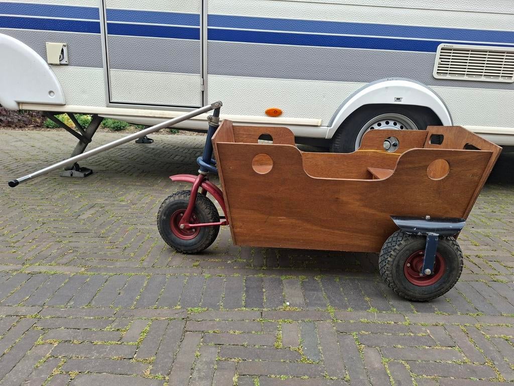 Houten bolderkar met luchtbanden, Ophalen, Opvouwbaar, Gebruikt