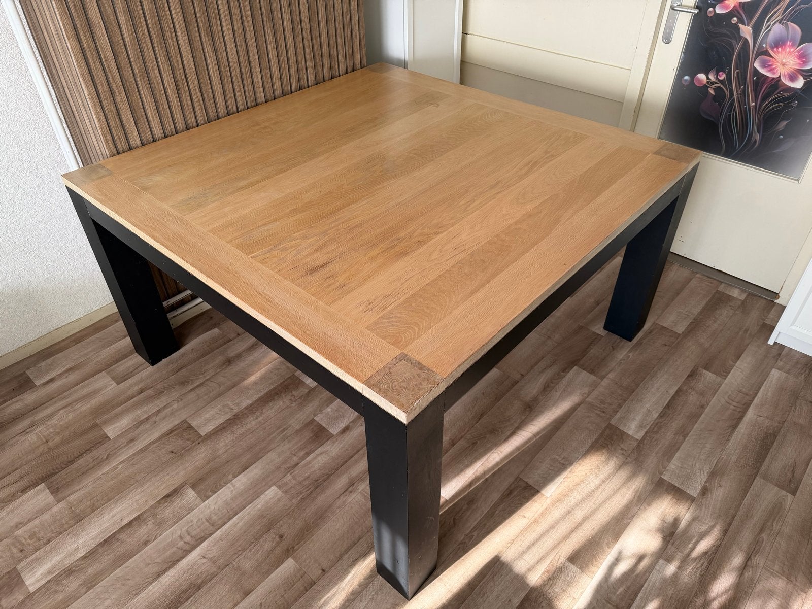 MASSIEF EIKENHOUTEN EETTAFEL ROBUUST EN ZWAAR, Gebruikt, 100 tot 150 cm, Vierkant, Ophalen of Verzenden