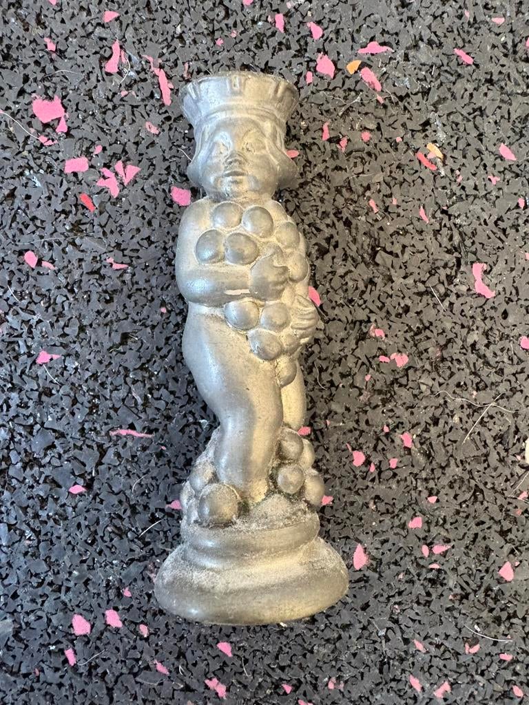 Gerotin vintage tinnen kandelaar Bacchus druiven 10 cm, Antiek en Kunst, Antiek | Kandelaars, Verzenden