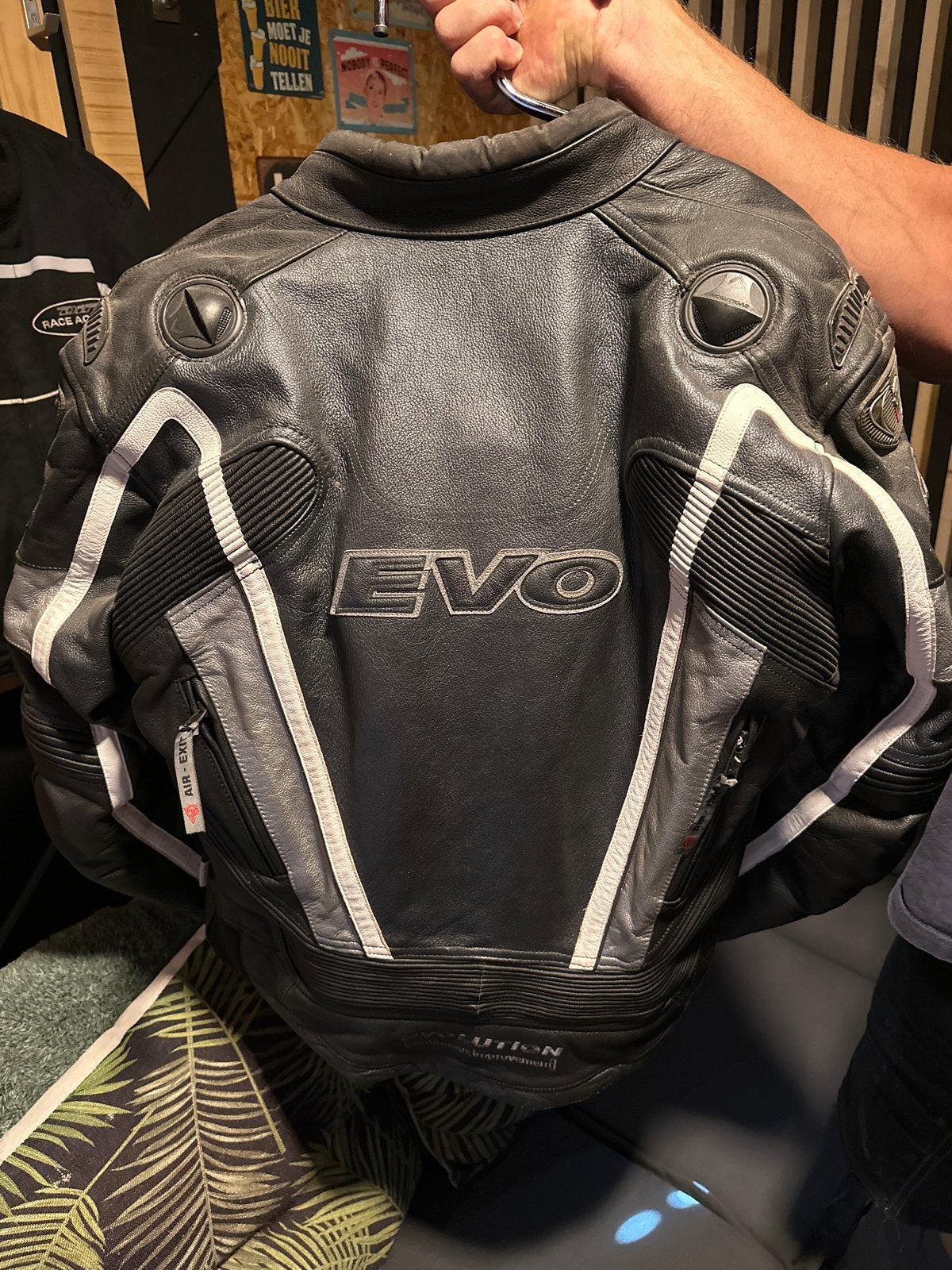 Zwart leren motorjas EVO - Maat M, Motoren, Kleding | Motorkleding, Ophalen, Tweedehands, Heren, Jas | leer