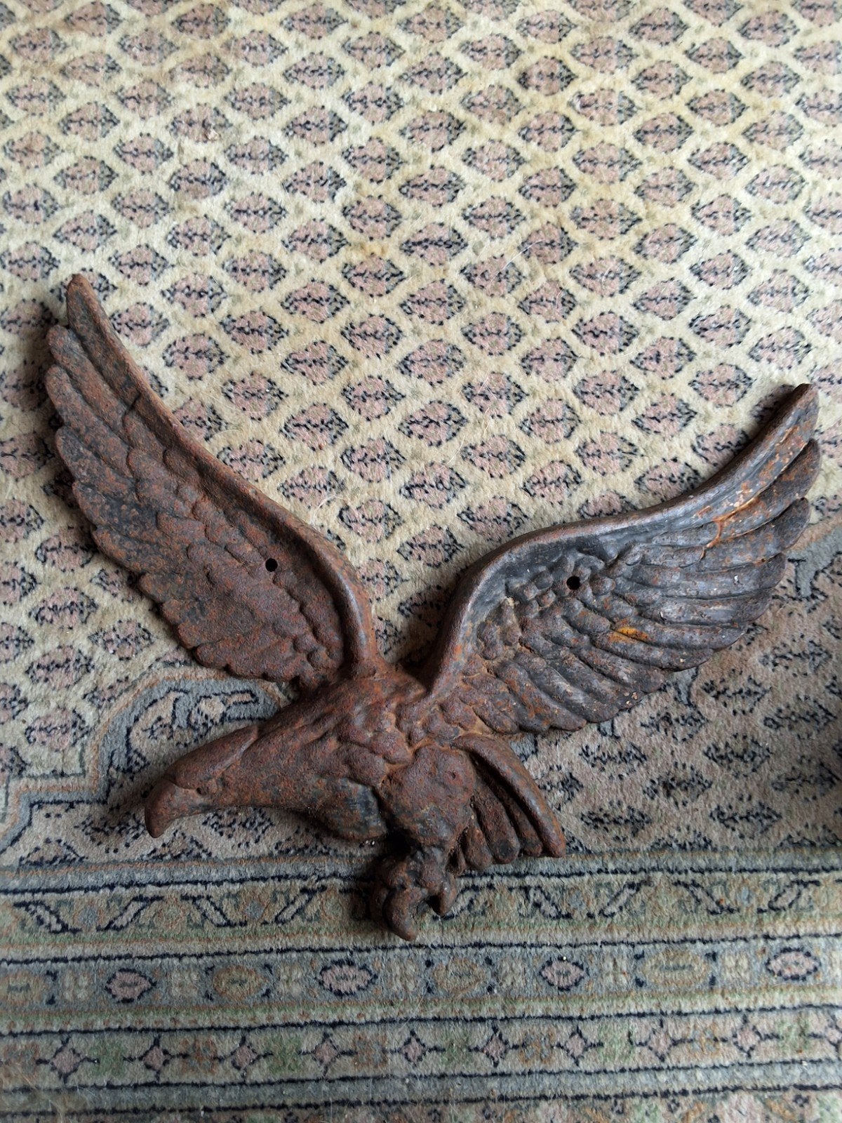 Antieke gietijzeren adelaar wanddecoratie 46cm vogel, Ophalen of Verzenden
