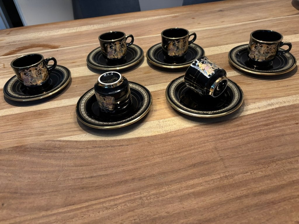 Vintage grieks porselein 24K goud 6x kop en schotel, Ophalen, Overige merken, Vintage, Nieuw