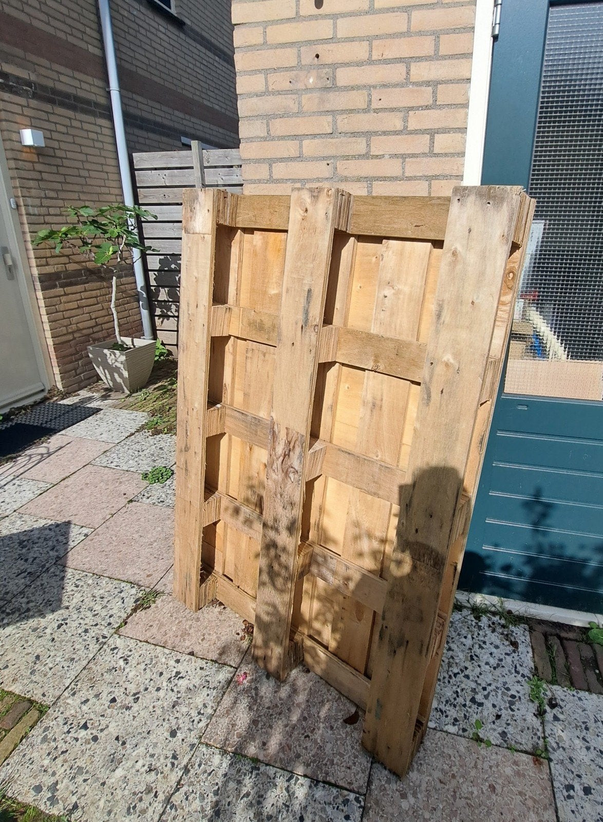 Superstevige houten pallet / dicht plateau 105 x 155 cm, Ophalen, Gebruikt, Pallet