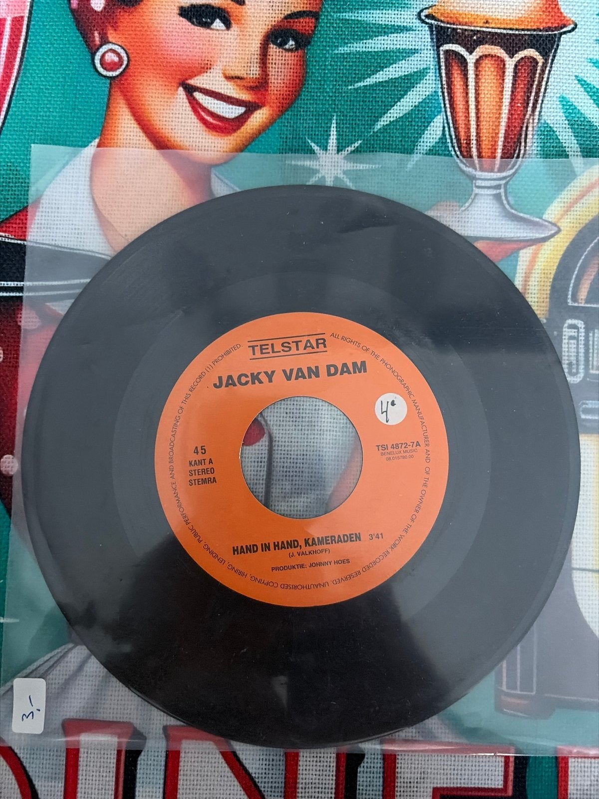 Jacky van Dam - Hand in Hand, Kameraden / De Stadiongangers, Gebruikt, 7 inch, Ophalen of Verzenden, EP