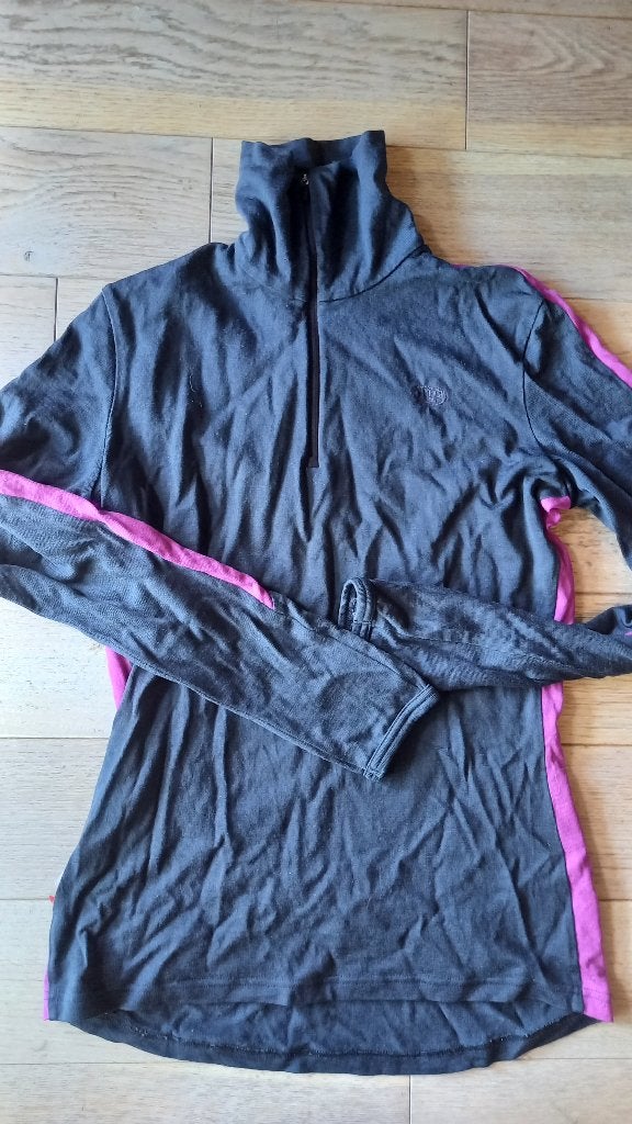 Icebreaker pullover, donkergrijs en pink, heel mooi, maat S, Verzenden, Icebreaker, Maat 36 (S), Grijs
