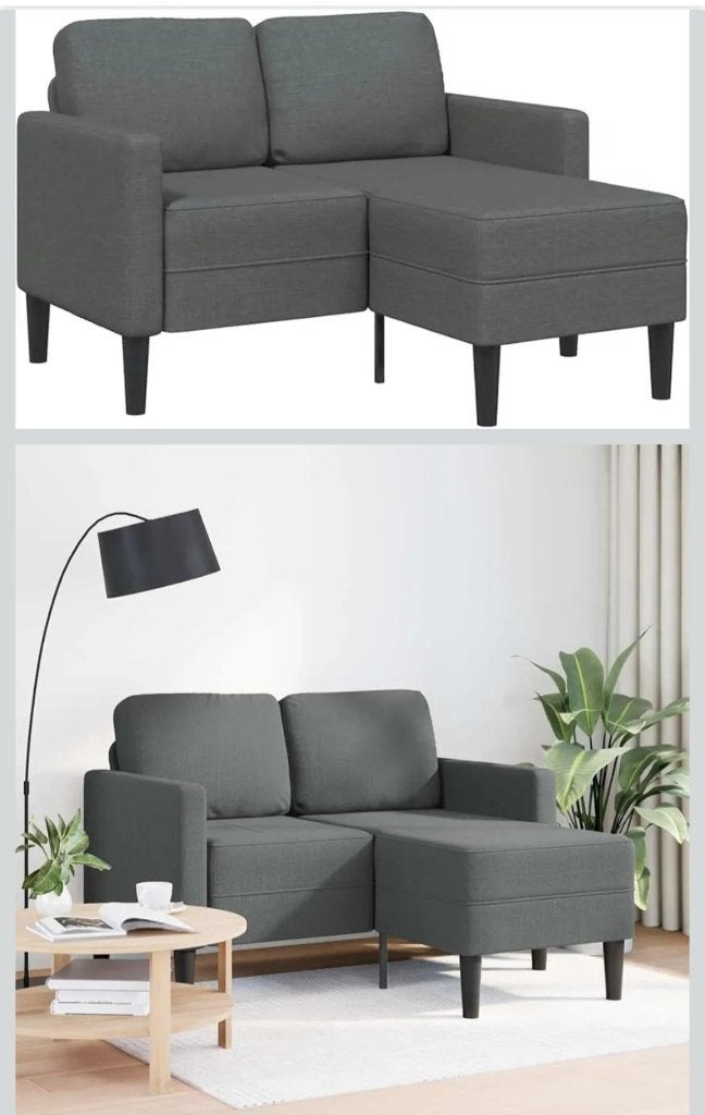 Two-seater sofa with chaise longue L-shape dark gray 80€, Ophalen, Minder dan 75 cm, Minder dan 150 cm, Nieuw