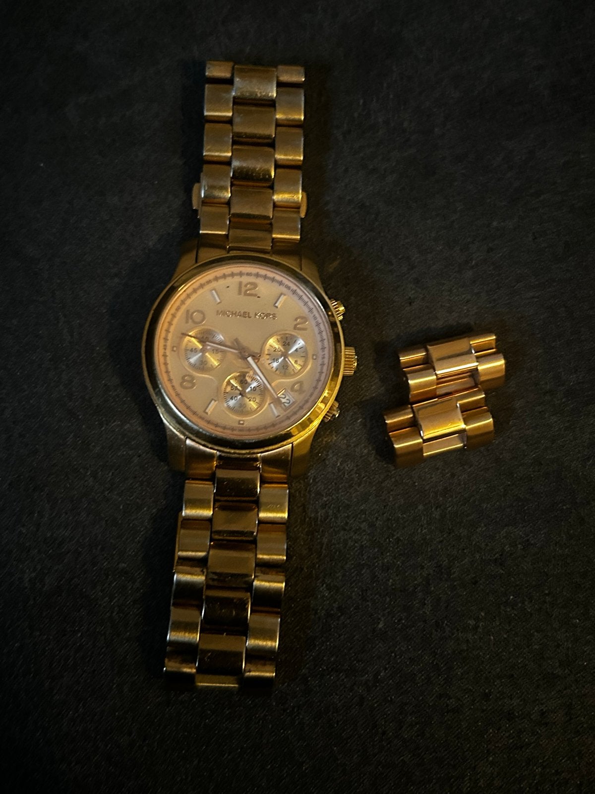Michael Kors MK-5128 Gouden Polshorloge, Overige merken, Gebruikt, Staal, Polshorloge