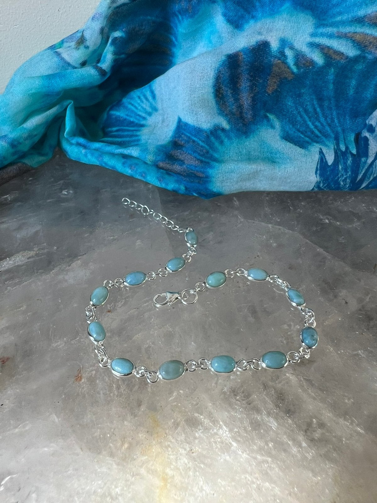 Larimar zilver bergkristal beschermt geluk hoge trilling, Met bedels of kralen, Blauw, Magnolia11, Nieuw